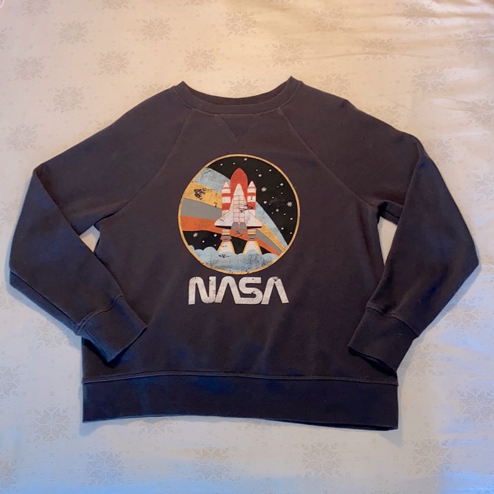 navy blue NASA Forever 21 crew neck sweater